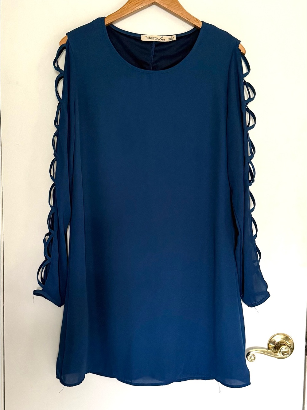Liberty Love Blue Open Criss Cross Sleeve Dress